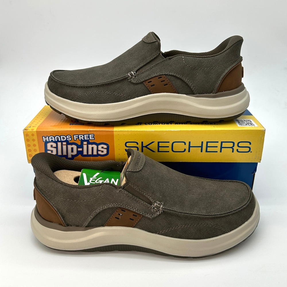 Vegan Mens Loafers Skechers Slip-ins Altman Murdock Size 9 Olive Memory Foam NEW